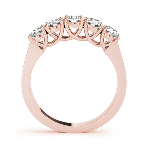 Rose gold Five-Stone Round Diamond Prong-Set White Gold Band 1