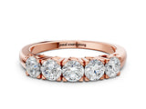 Rose gold Five-Stone Round Diamond Prong Set White Gold Band_2