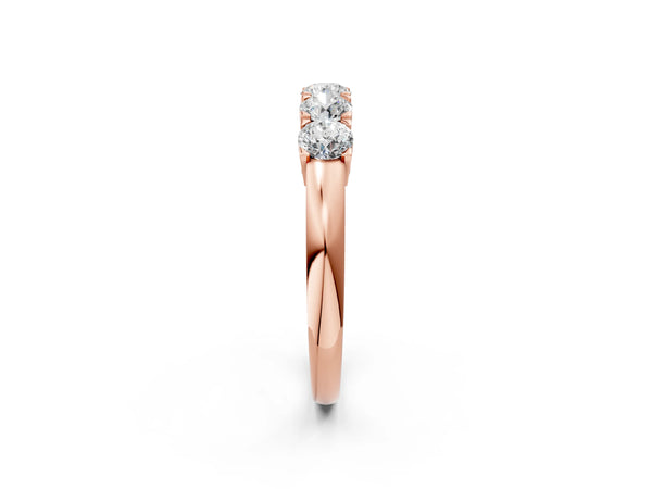 Rose gold Five-Stone Round Diamond Prong Set White Gold Band