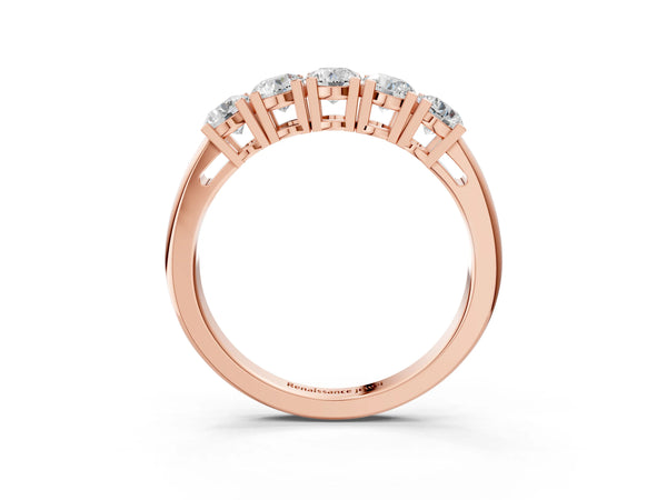 Rose gold Five-Stone Round Diamond Prong Set White Gold Band