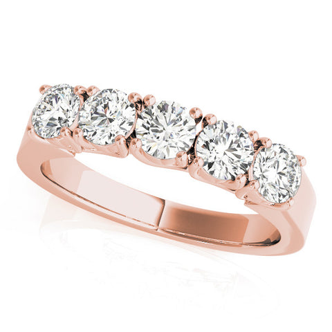 Rose gold Five-Stone Round Diamond Prong-Set White Gold Band