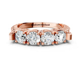 Rose gold Five-Stone Round Diamond Shared Prong Milgrain Band_4