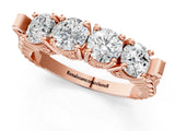 Rose gold Five-Stone Round Diamond Shared Prong Milgrain Band_5