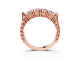 Rose gold Five-Stone Round Diamond Shared Prong Milgrain Band_7