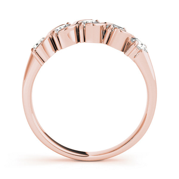 Rose gold Five-Stone Round Diamond Wave Band with Shared Prong Setting 1