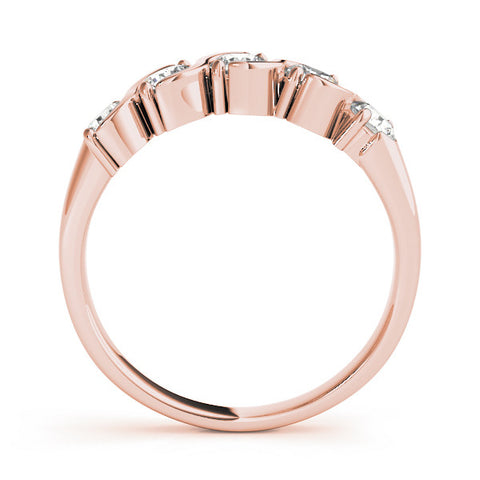 Rose gold Five-Stone Round Diamond Wave Band with Shared Prong Setting 1