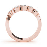 Rose gold Five-Stone Round Diamond Wave Prong Setting White Gold Band 1