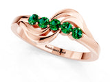 Rose gold Five-Stone Round Emerald Crossover Band with Prong Setting_19