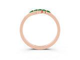 Rose gold Five-Stone Round Emerald Crossover Band with Prong Setting_21