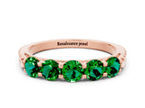 Rose gold Five-Stone Round Emerald Prong-Set Band_18