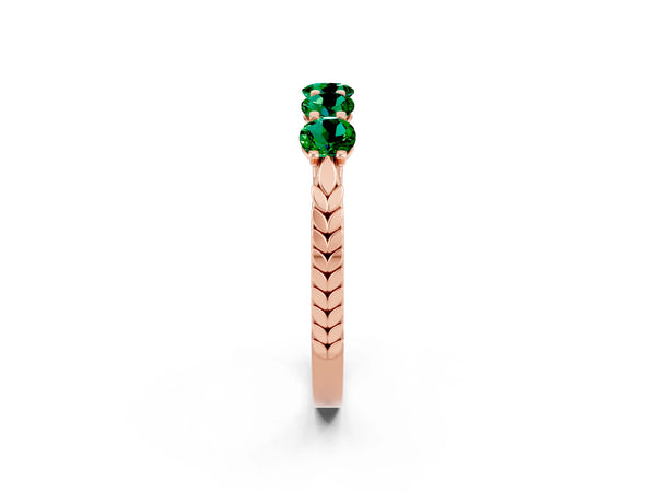 Rose gold Five-Stone Round Emerald Prong-Set Band
