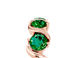 Rose gold Five-Stone Round Emerald Wave Band with Shared Prong Setting_11