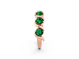 Rose gold Five-Stone Round Emerald Wave Band with Shared Prong Setting_8
