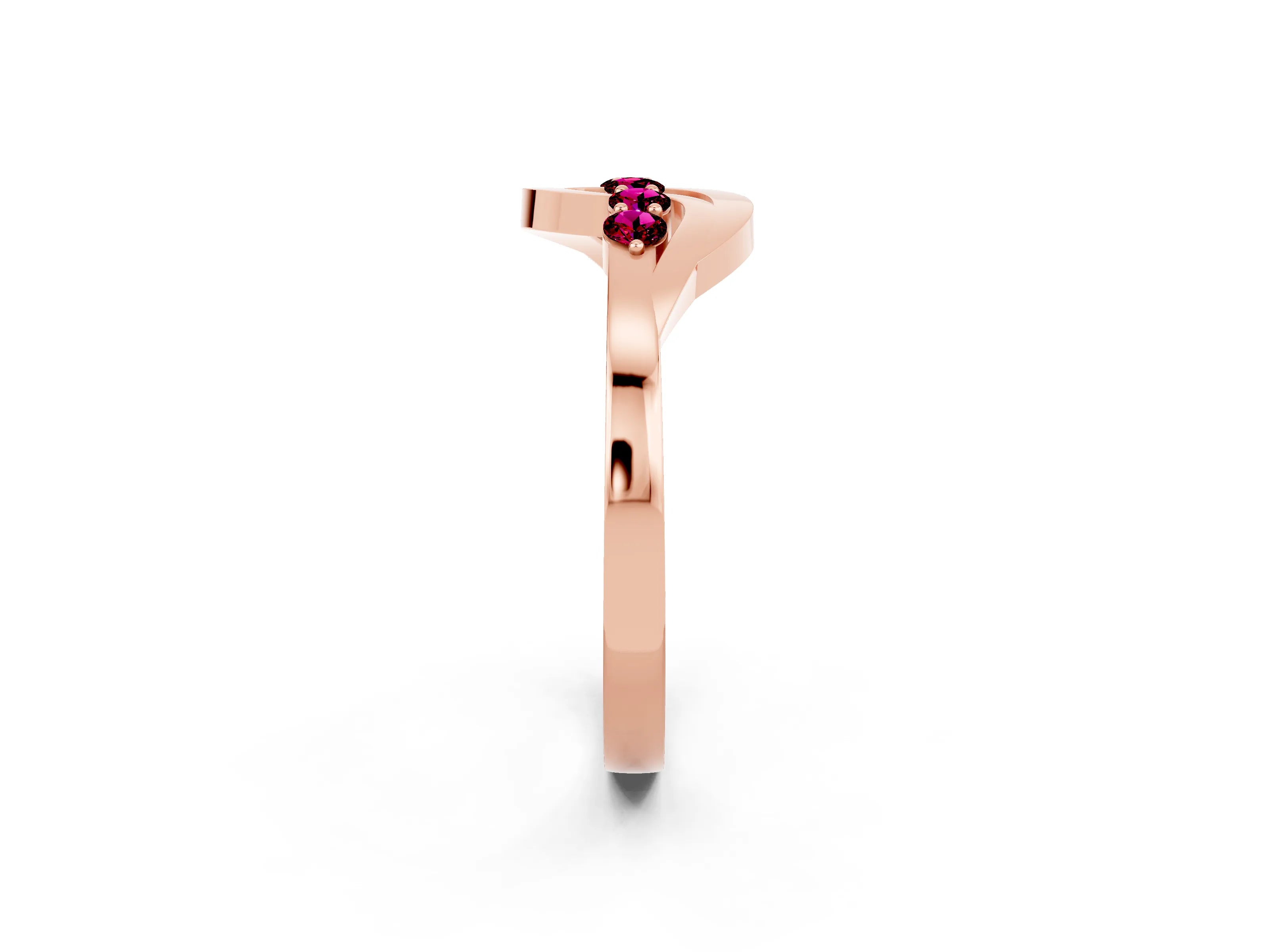 Rose gold Five-Stone Round Garnet Crossover Band with Prong Setting_20
