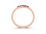 Rose gold Five-Stone Round Garnet Crossover Band with Prong Setting_21