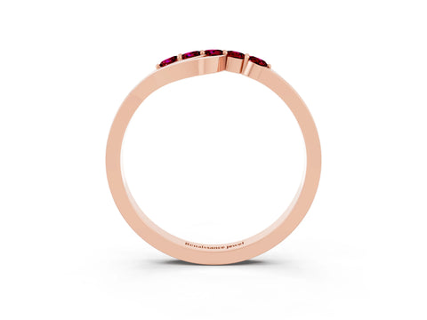 Rose gold Five-Stone Round Garnet Crossover Band with Prong Setting_21