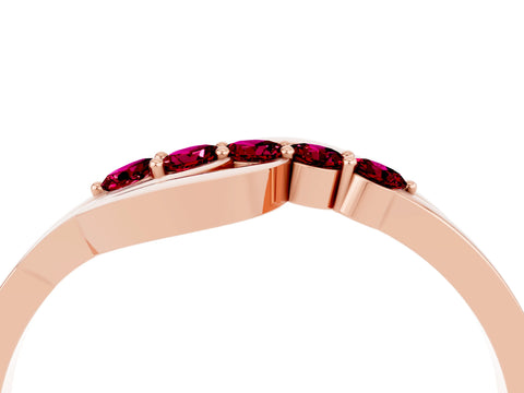 Rose gold Five-Stone Round Garnet Crossover Band with Prong Setting_22