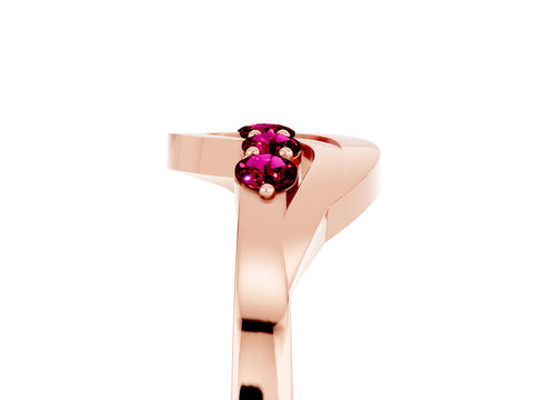 Rose gold Five-Stone Round Garnet Crossover Band with Prong Setting_23
