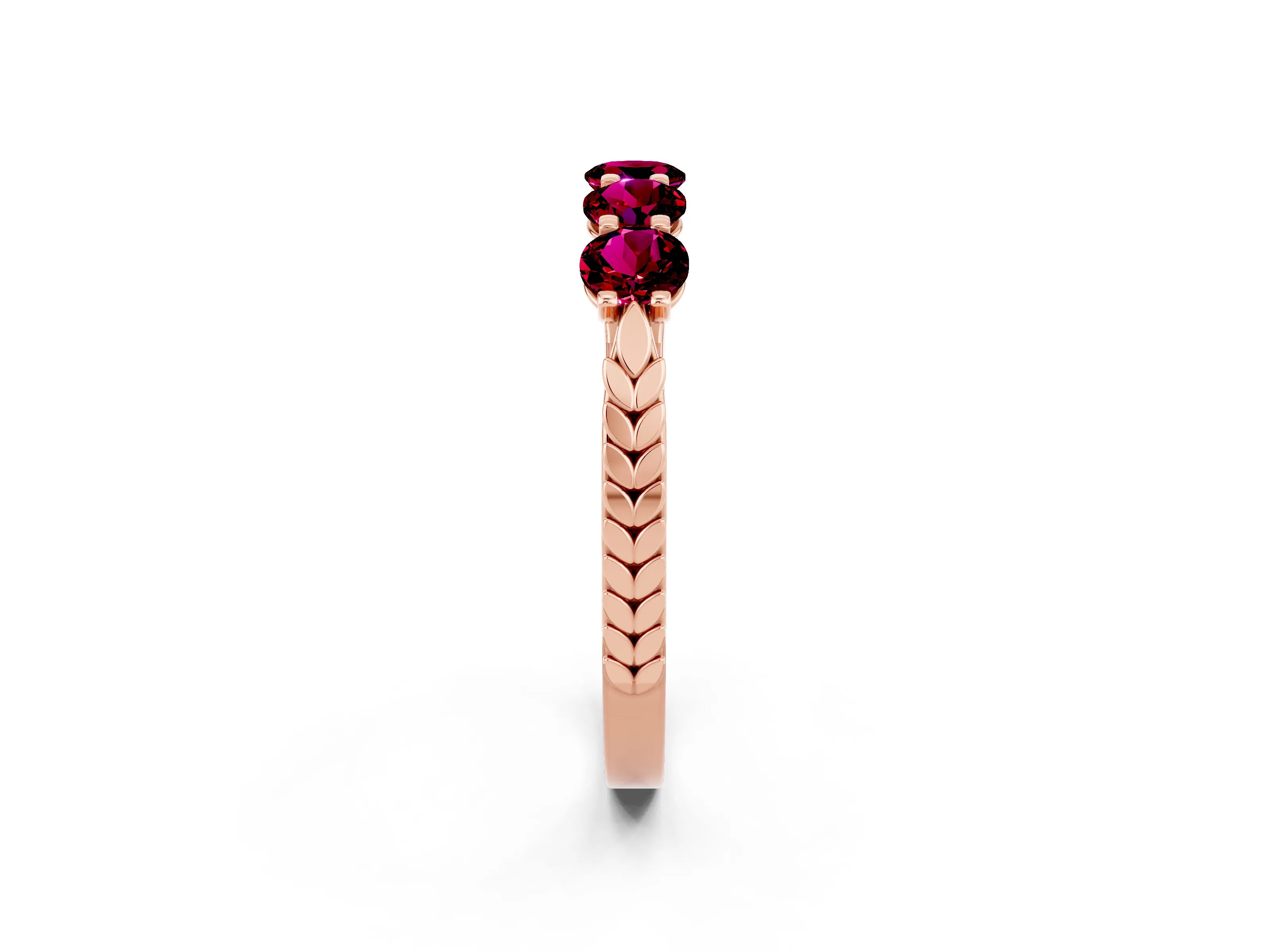 Rose gold Five-Stone Round Garnet Prong-Set Band_20
