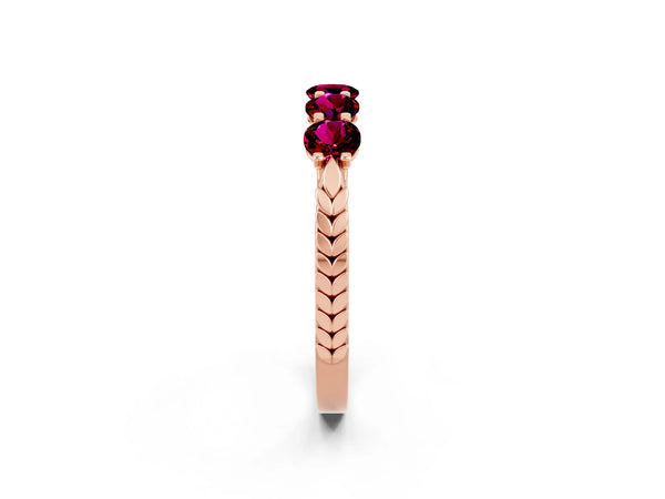 Rose gold Five-Stone Round Garnet Prong-Set Band