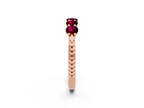 Rose gold Five-Stone Round Garnet Prong-Set Band_20