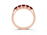 Rose gold Five-Stone Round Garnet Prong-Set Band_21