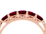 Rose gold Five-Stone Round Garnet Prong-Set Band_22