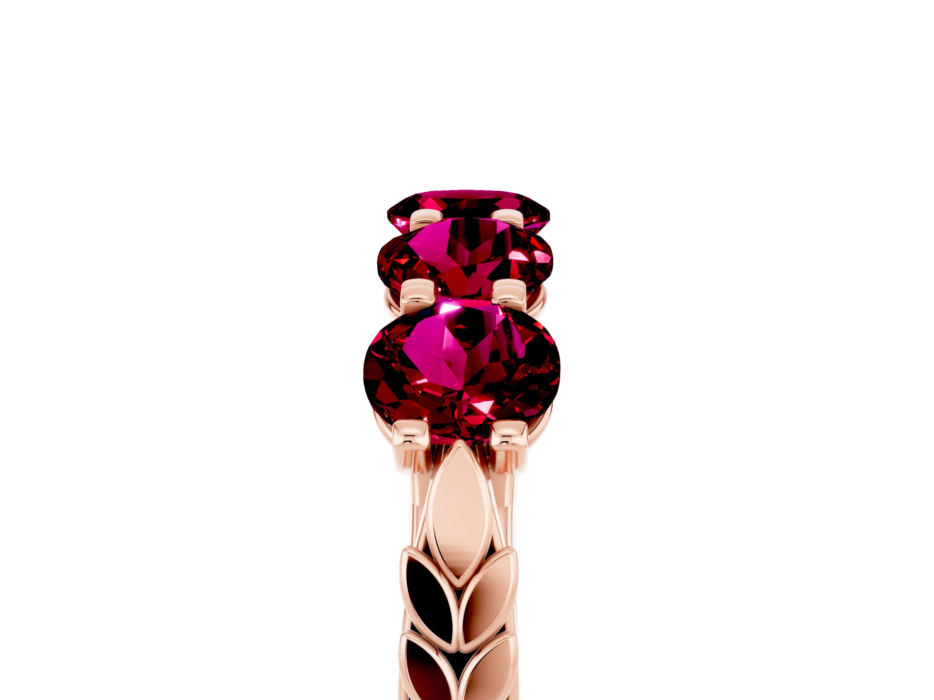 Rose gold Five-Stone Round Garnet Prong-Set Band_23