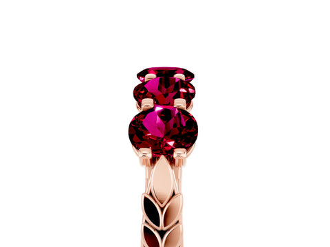 Rose gold Five-Stone Round Garnet Prong-Set Band_23