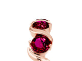 Rose gold Five-Stone Round Garnet Wave Band with Shared Prong Setting_11