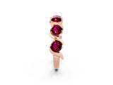Rose gold Five-Stone Round Garnet Wave Band with Shared Prong Setting_8