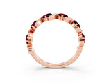 Rose gold Five-Stone Round Garnet Wave Band with Shared Prong Setting_9
