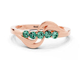 Rose gold Five-Stone Round Green Sapphire Crossover Band with Prong Setting_18