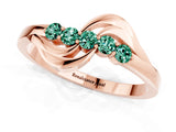 Rose gold Five-Stone Round Green Sapphire Crossover Band with Prong Setting_19