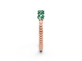 Rose gold Five-Stone Round Green Sapphire Prong-Set Band_20
