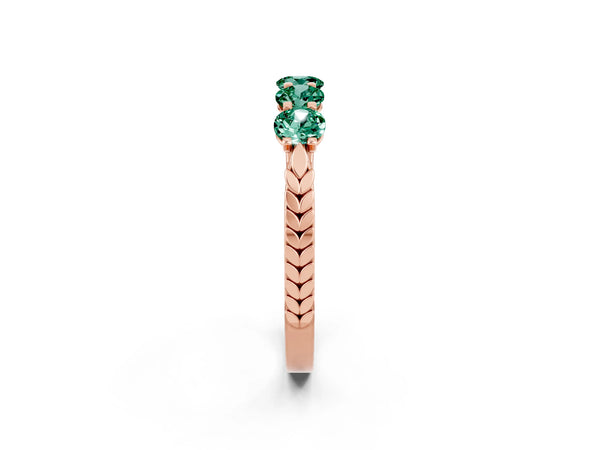 Rose gold Five-Stone Round Green Sapphire Prong-Set Band
