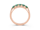Rose gold Five-Stone Round Green Sapphire Prong-Set Band_21