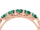 Rose gold Five-Stone Round Green Sapphire Prong-Set Band_22