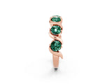 Rose gold Five-Stone Round Green Sapphire Wave Band with Shared Prong Setting_8