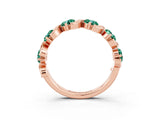 Rose gold Five-Stone Round Green Sapphire Wave Band with Shared Prong Setting_9