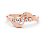 Rose gold Five-Stone Round Moissanite Crossover Band with Prong Setting_18