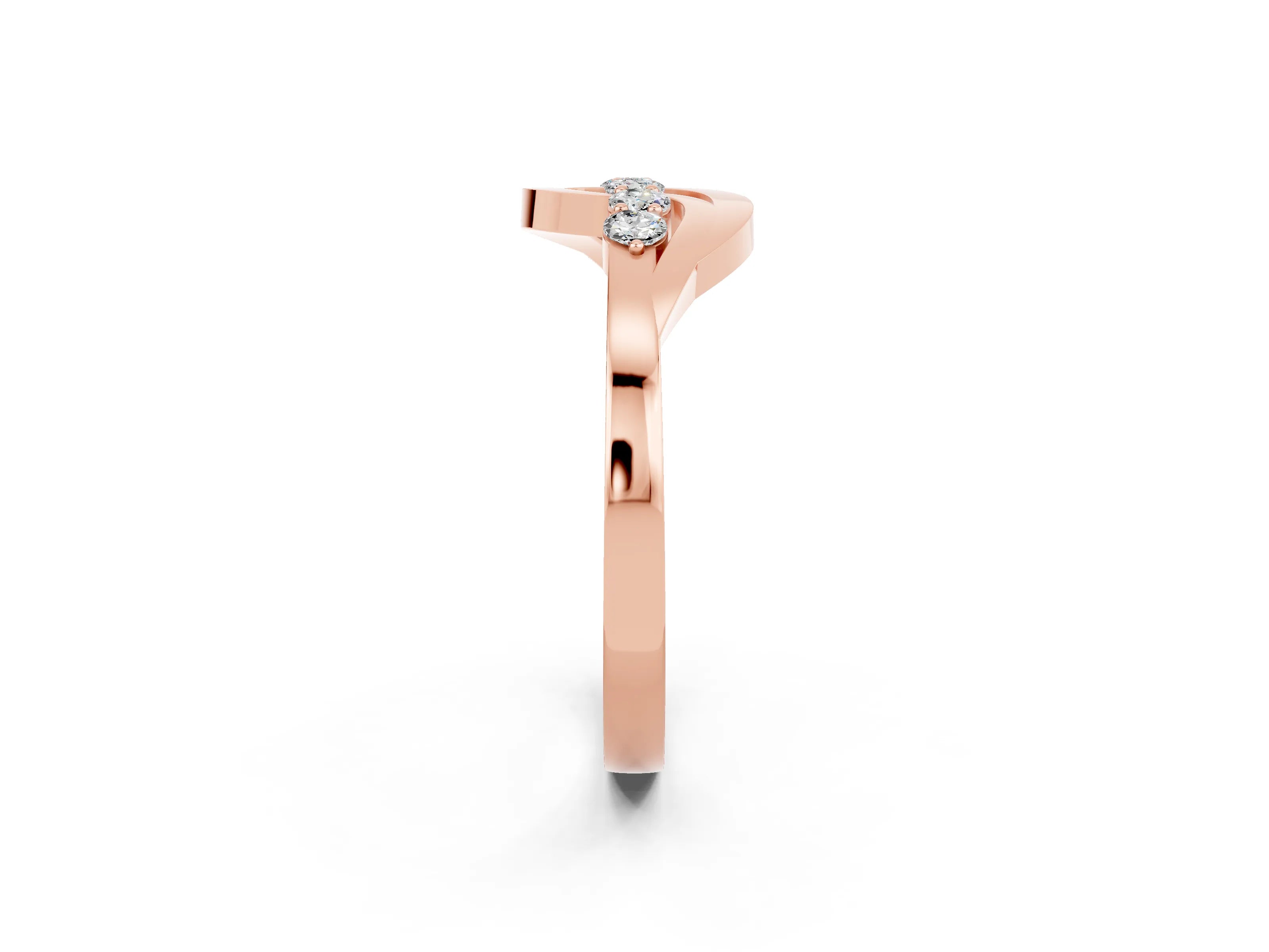 Rose gold Five-Stone Round Moissanite Crossover Band with Prong Setting_20