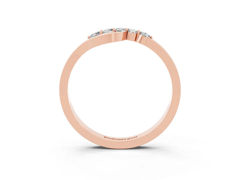 Rose gold Five-Stone Round Moissanite Crossover Band with Prong Setting_21