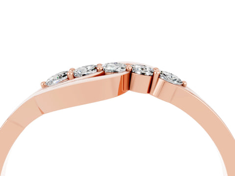 Rose gold Five-Stone Round Moissanite Crossover Band with Prong Setting_22