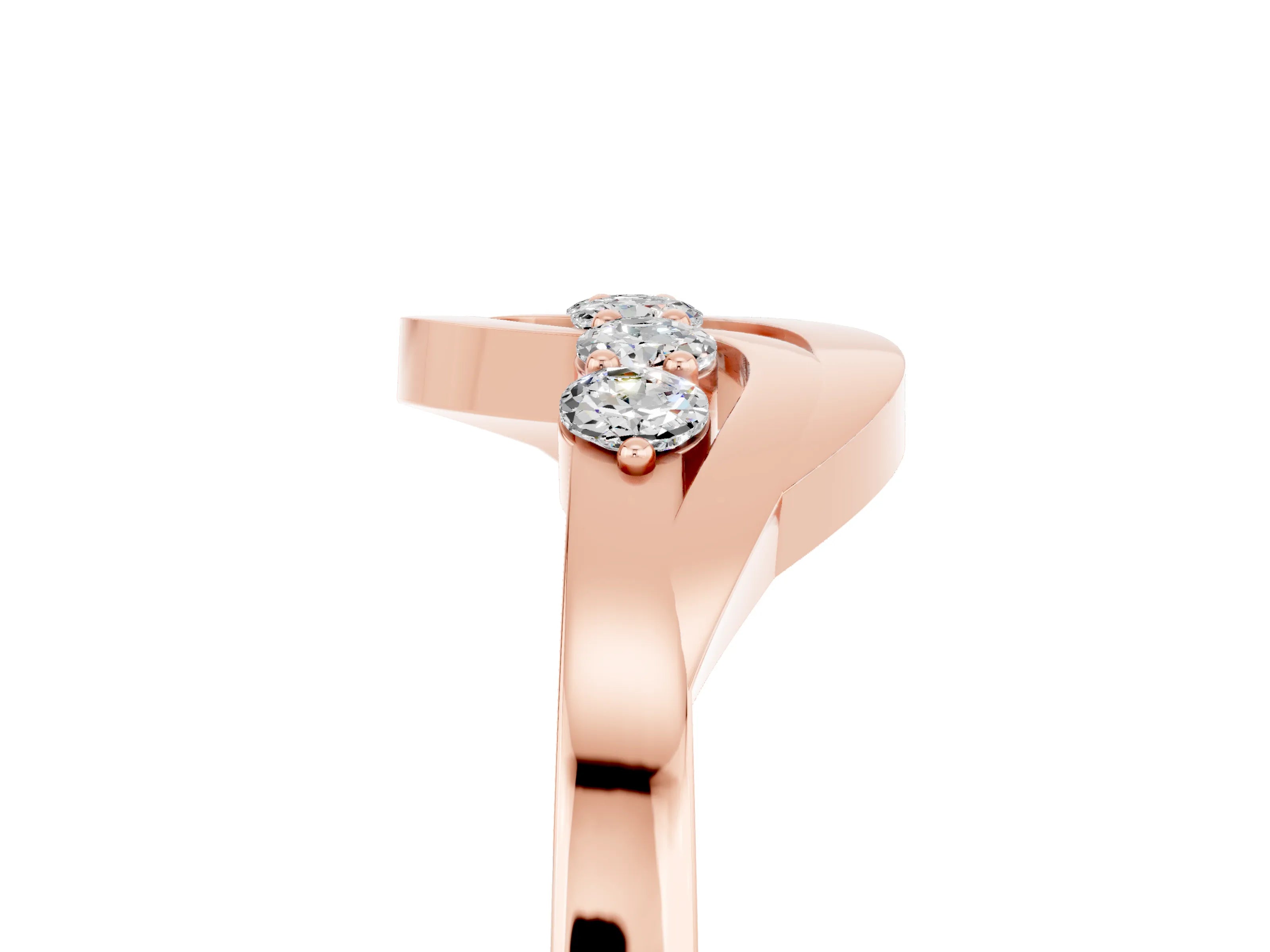Rose gold Five-Stone Round Moissanite Crossover Band with Prong Setting_23