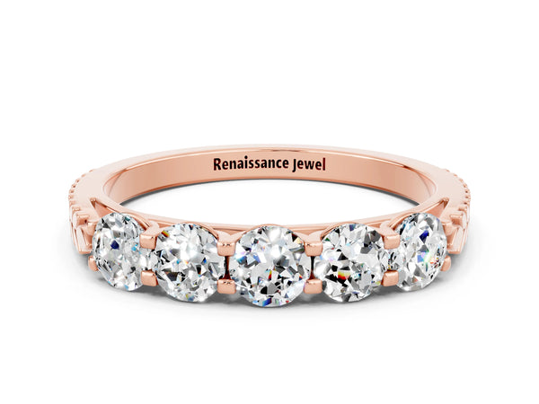 Rose gold Five-Stone Round Moissanite Prong-Set Band