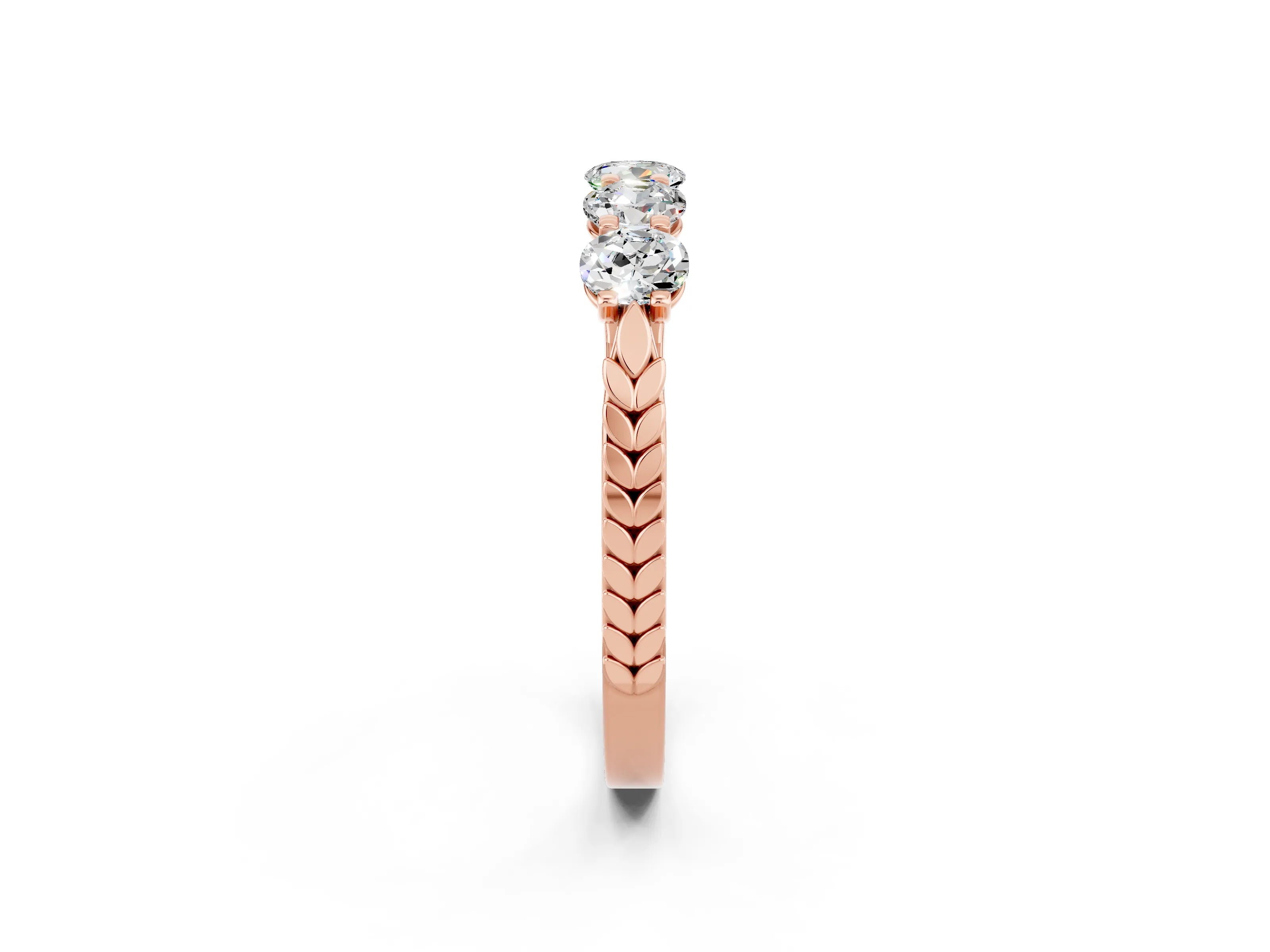 Rose gold Five-Stone Round Moissanite Prong-Set Band_20