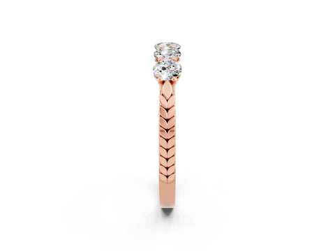 Rose gold Five-Stone Round Moissanite Prong-Set Band_20