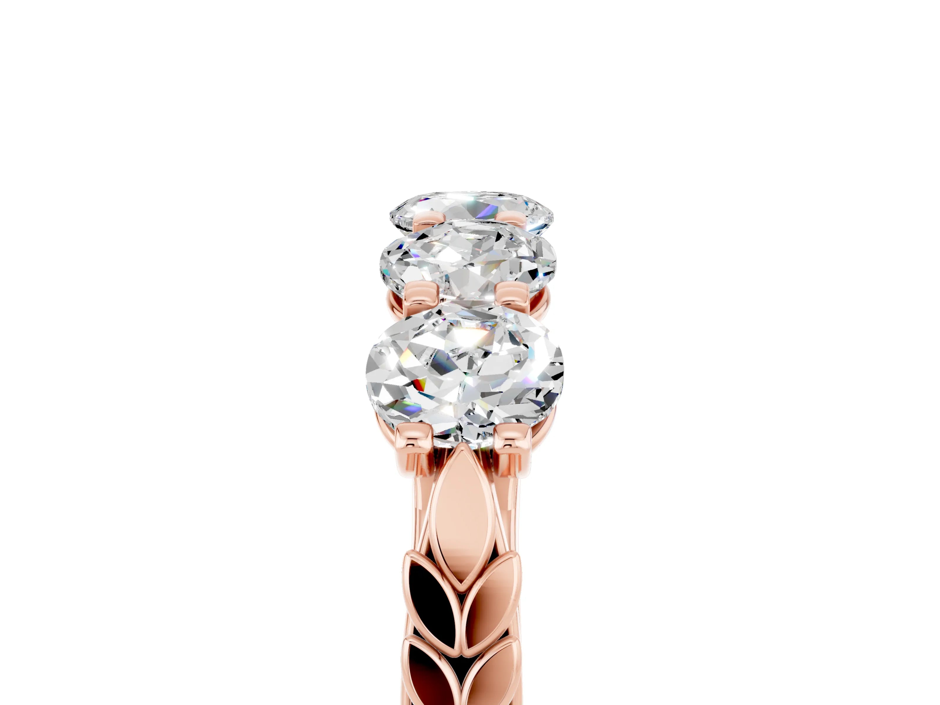 Rose gold Five-Stone Round Moissanite Prong-Set Band_23