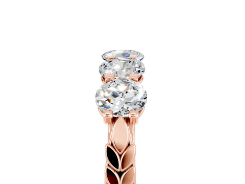 Rose gold Five-Stone Round Moissanite Prong-Set Band_23